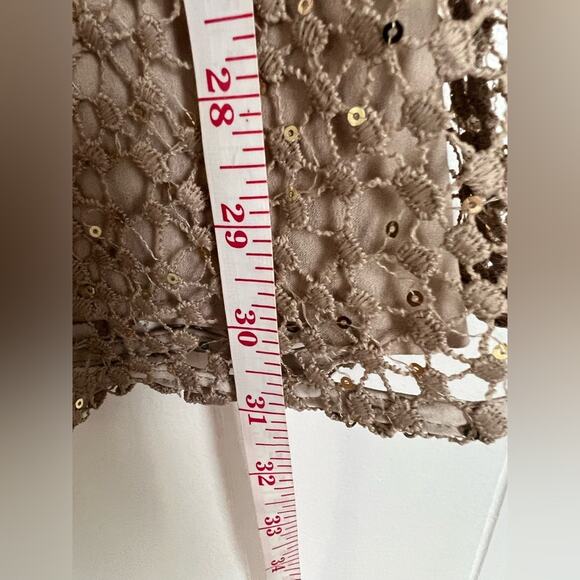 FRENCH CONNECTION NWT Nude Caballo Sequin Puff Sleeve Mini Dress - Picture 7 of 11